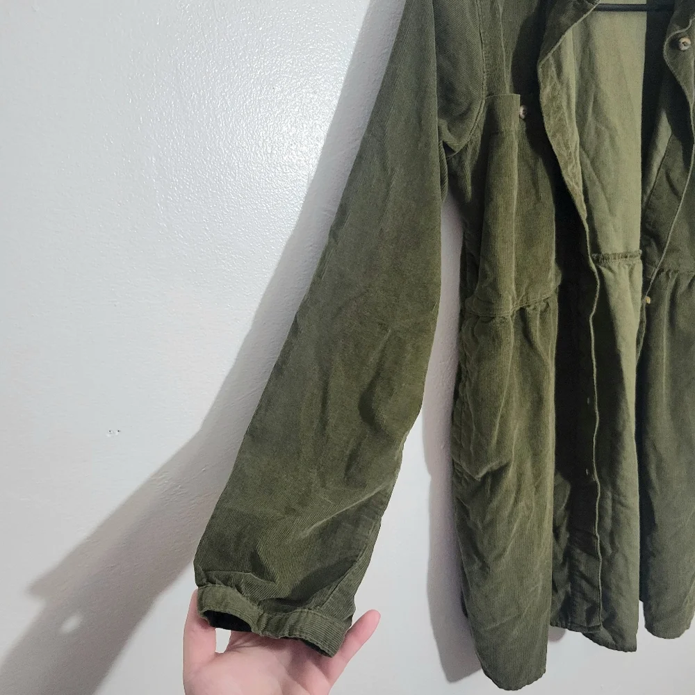Columbia 100% cotton girls green corduroy long sleeve button up shirt dress L